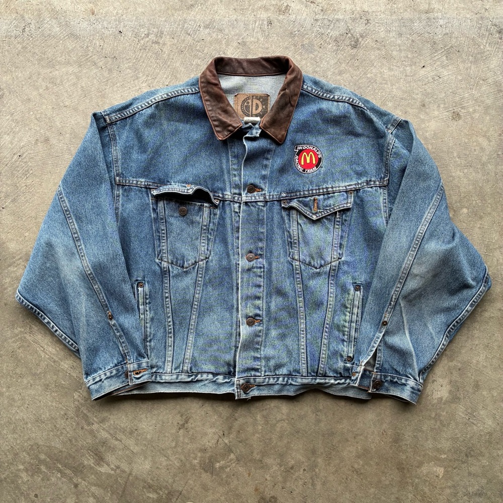 McDonald Racing Denim Jacket with Brown Collar